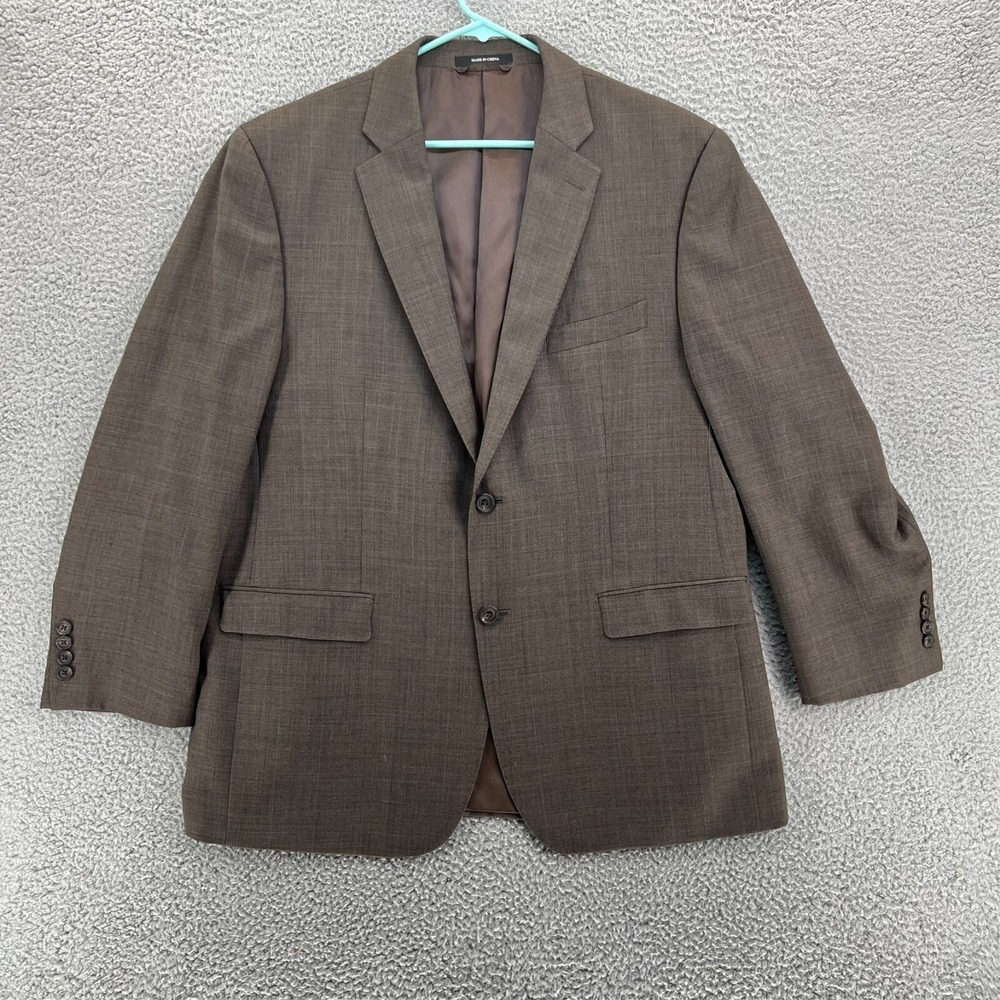 Lauren Ralph Lauren Blazer 46R Men's Slim Fit Brown Plaid Sport Coat Wool